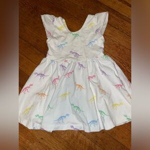 Janie and Jack rainbow T-Rex dinosaur skeleton ruffle sundress nwot super soft